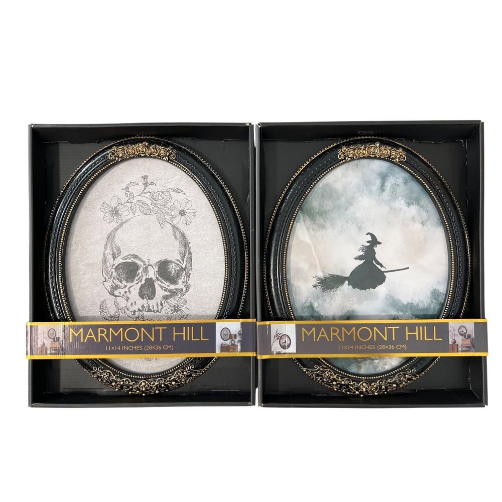 Marmont Hill Halloween Art TikTok Viral 11x14 Set Of 2 Frames Witch Skull Spooky